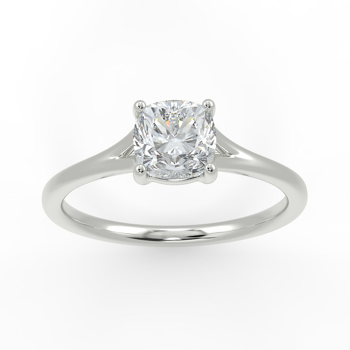 Eco 14 Cushion Cut Split Band Solitaire Diamond Ring