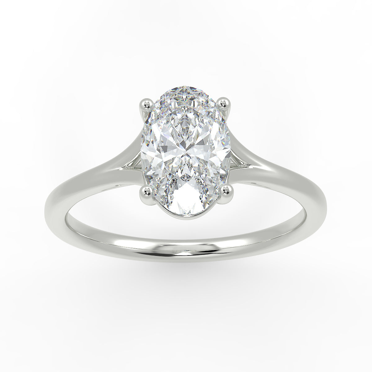 Eco 14 Oval Cut Split Band Solitaire Diamond Ring