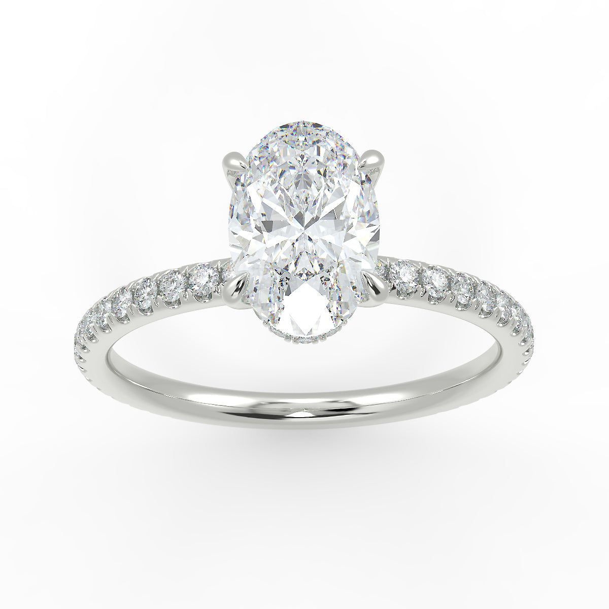 Eco 4 Oval Cut Side Hidden Halo Diamond Ring Eco 4 Oval Cut Side Hidden Halo Diamond Ring