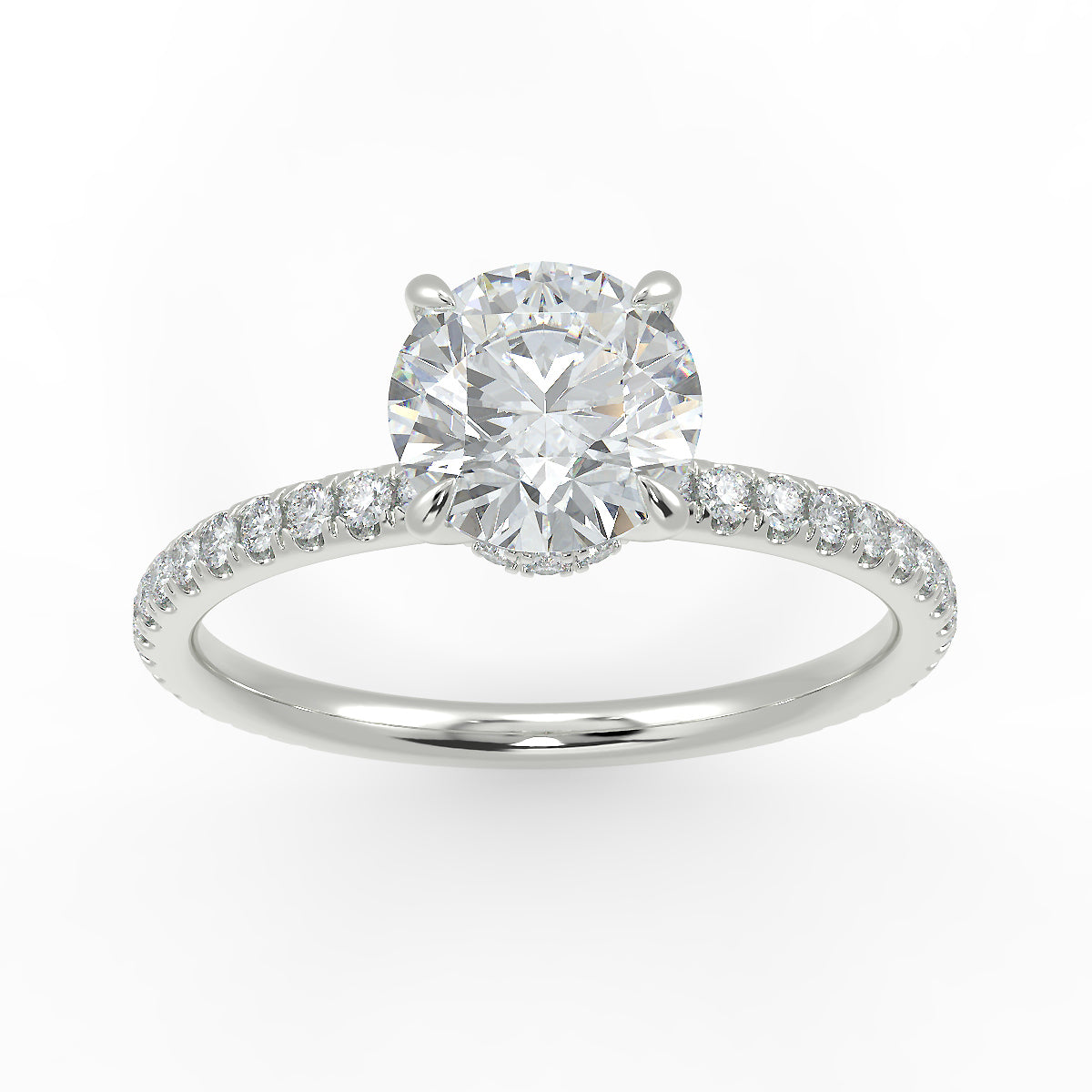 Eco 10 Round Brilliant Cut Hidden Halo Side Diamond Ring Eco 10 Round Brilliant Cut Hidden Halo Side Diamond Ring