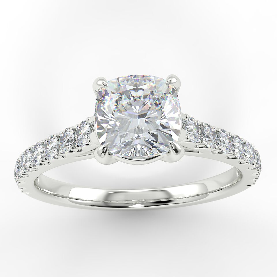 Eco 1 Cushion Cut Side Diamond Ring Eco 1 Cushion Cut Side Diamond Ring