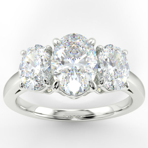 Three stone oval engagement ring discount
