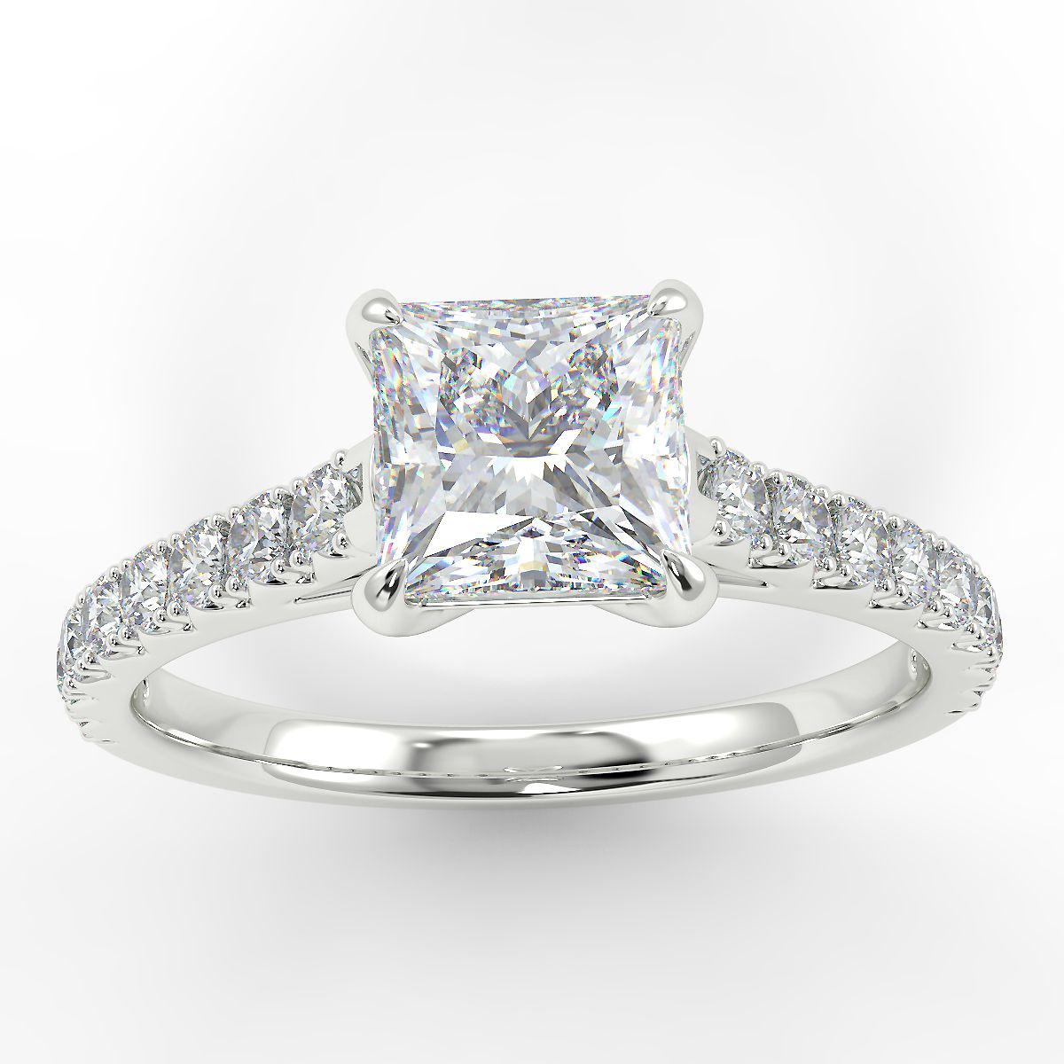 Eco 1 Princess Cut Side Diamond Ring Eco 1 Princess Cut Side Diamond Ring
