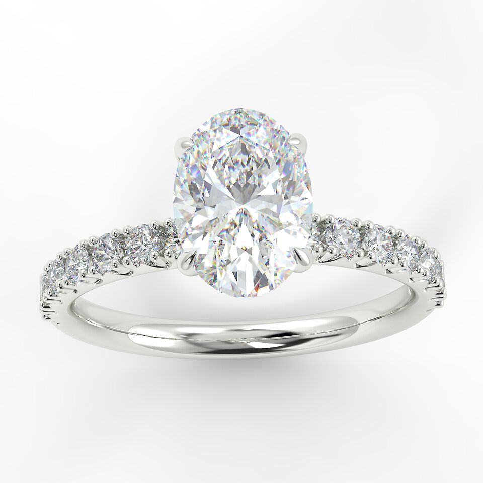 Eco 2 Oval Cut Side Diamond Ring Eco 2 Oval Cut Side Diamond Ring