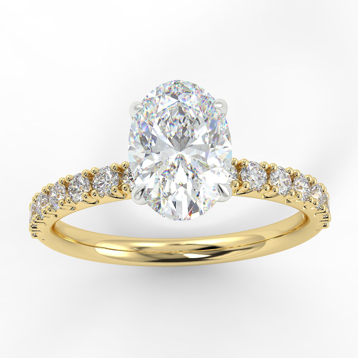 Eco 2 Oval Cut Side Diamond Ring Eco 2 Oval Cut Side Diamond Ring