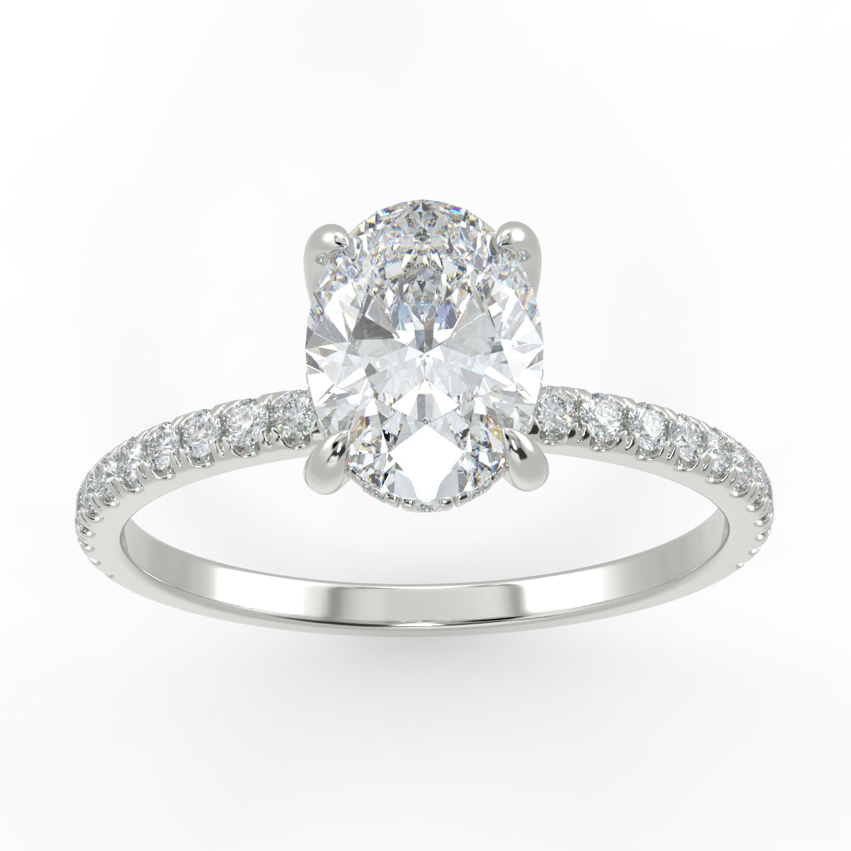 Eco 3 Oval Cut Side Hidden Halo Diamond Ring Eco 3 Oval Cut Side Hidden Halo Diamond Ring
