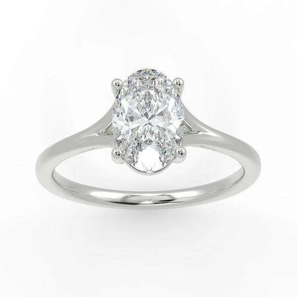 Eco 14 Oval Cut Split Band Solitaire Diamond Ring