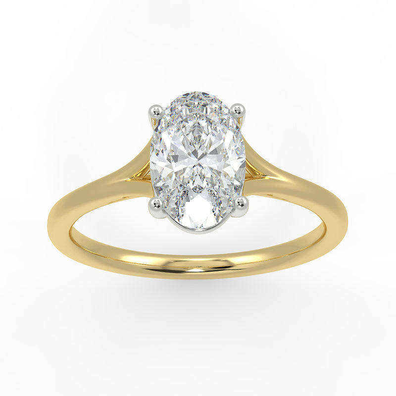 Eco 14 Oval Cut Split Band Solitaire Diamond Ring