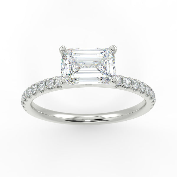 Eco 4 Emerald Cut Side Diamond Ring