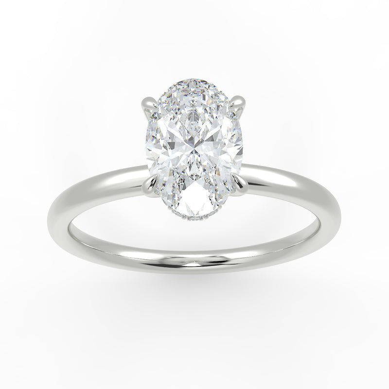 Eco 13 Oval Cut Hidden Halo Solitaire Diamond Ring