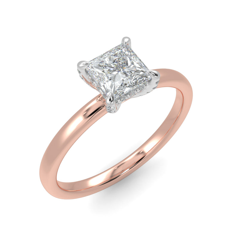Eco 16 Princess Cut Hidden Halo Solitaire Diamond Ring