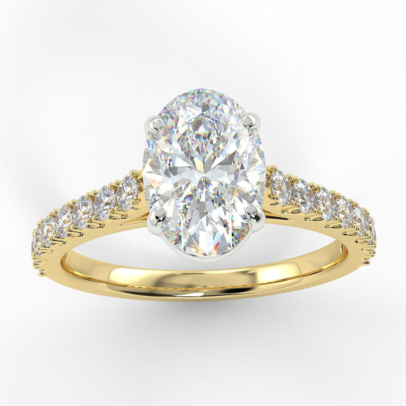 Eco 1 Oval Cut Side Diamond Ring With 4-Carat Oval Shape Lab Diamond