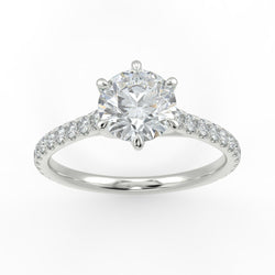 Eco 11 Round Brilliant Cut Side Diamond Ring With 1.86-Carat Round Shape Lab Grown Diamond