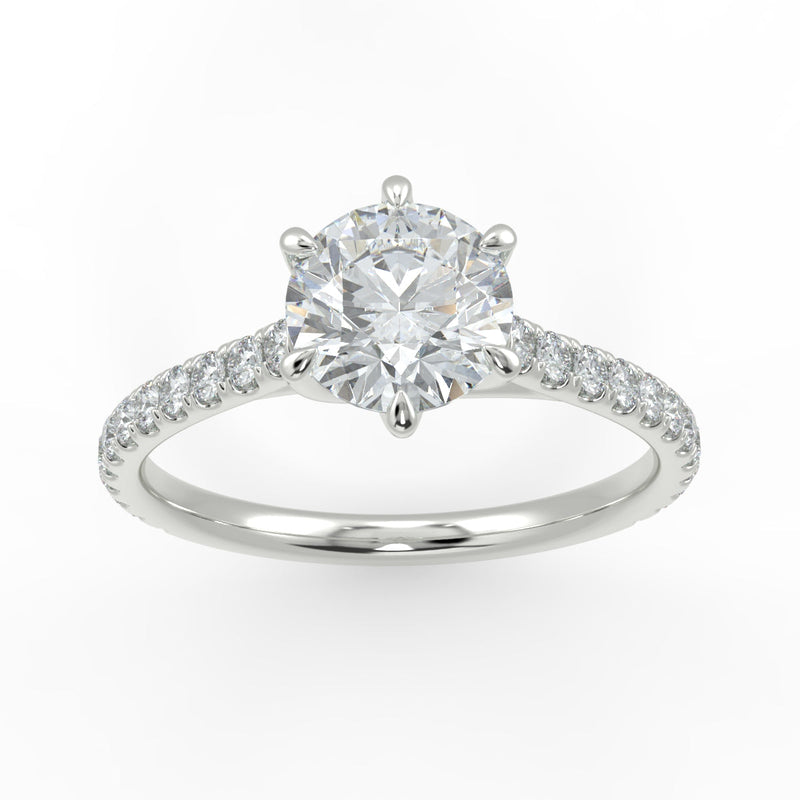 Eco 11 Round Brilliant Cut Side Diamond Ring With 1.86-Carat Round Shape Lab Grown Diamond