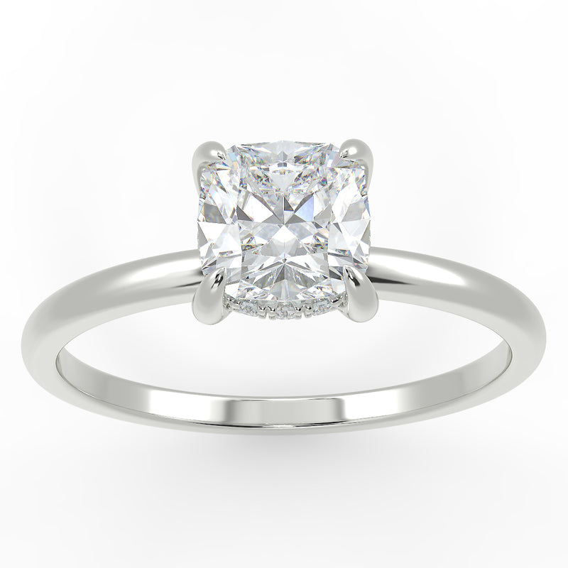 Eco 8 Cushion Cut Hidden Halo Solitaire Diamond Ring