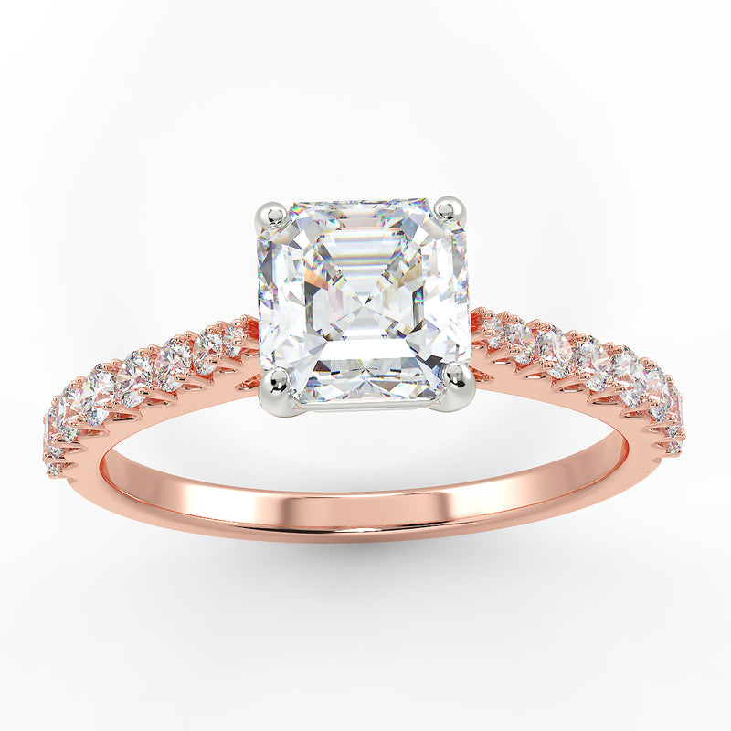 Eco 1 Asscher Cut Side Diamond Ring