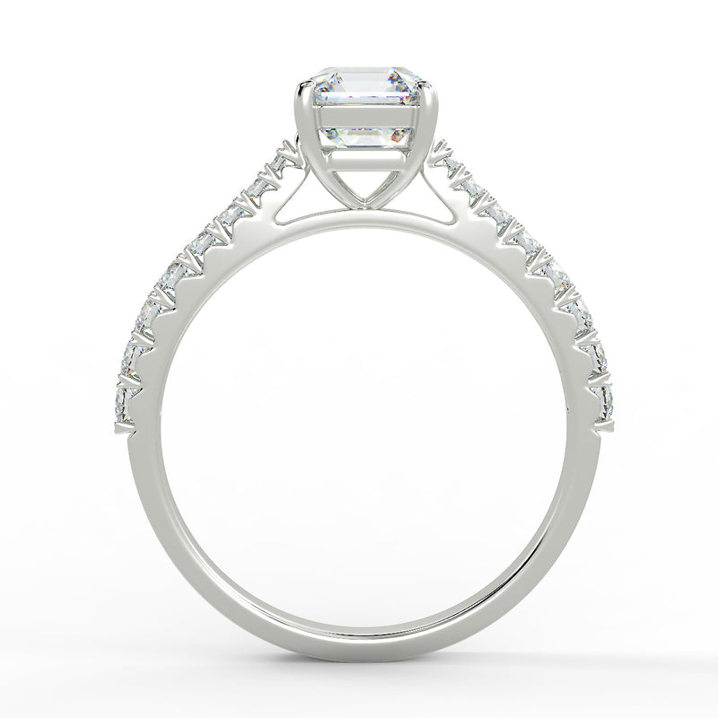 Eco 1 Asscher Cut Side Diamond Ring