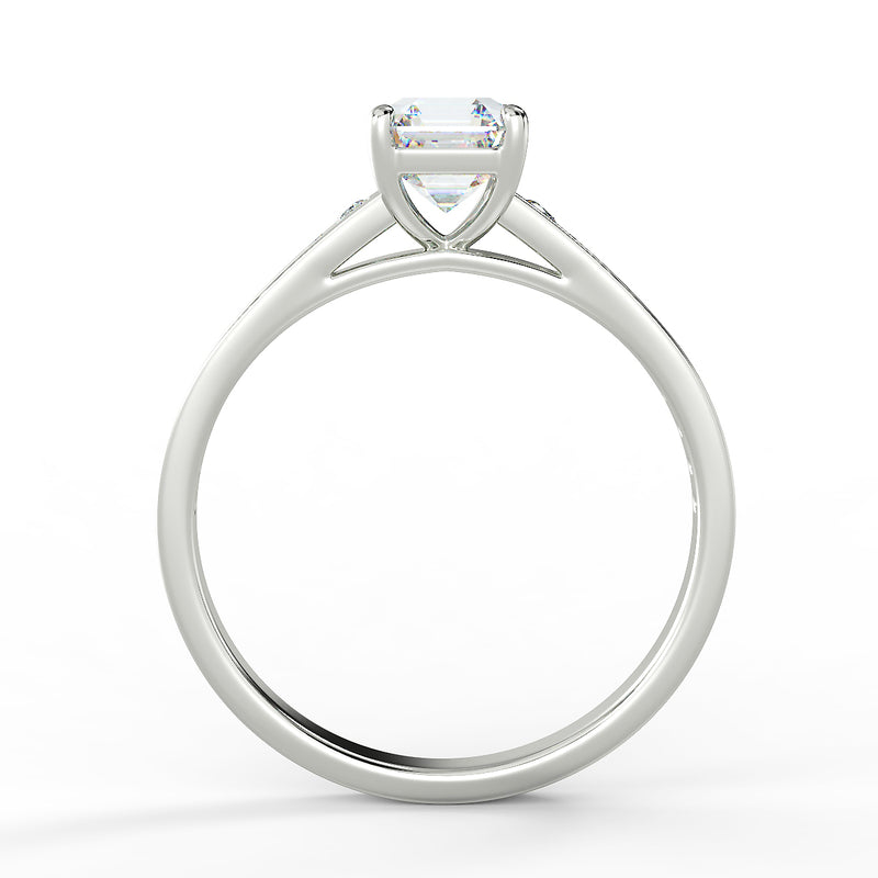 Eco 2 Asscher Cut Side Diamond Ring