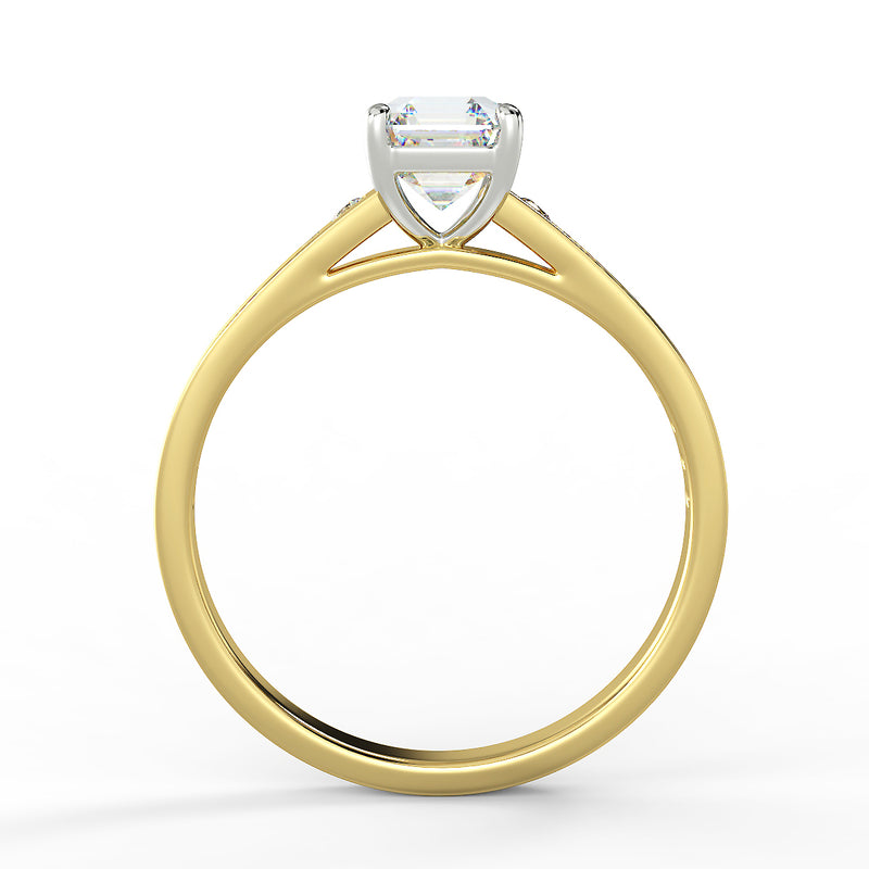 Eco 2 Asscher Cut Side Diamond Ring