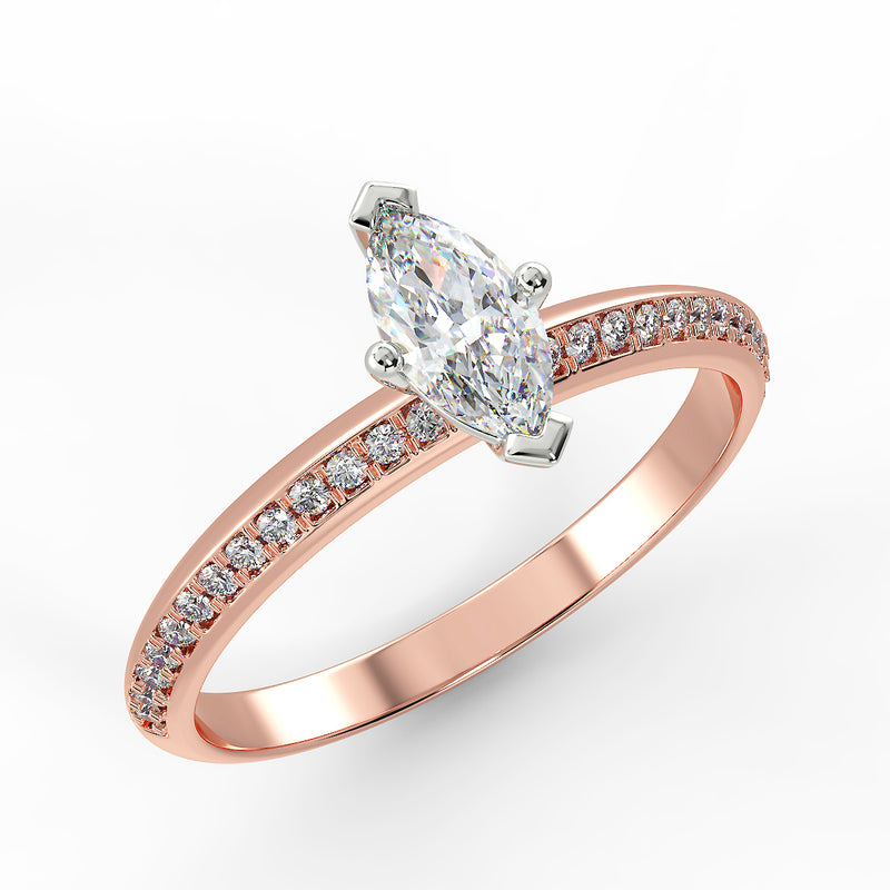 Eco 1 Marquise Cut Side Diamond Ring