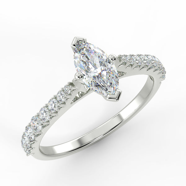 Eco 2 Marquise Cut Side Diamond Ring