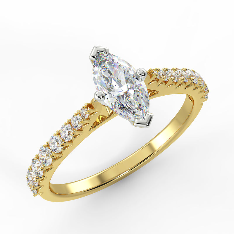 Eco 2 Marquise Cut Side Diamond Ring