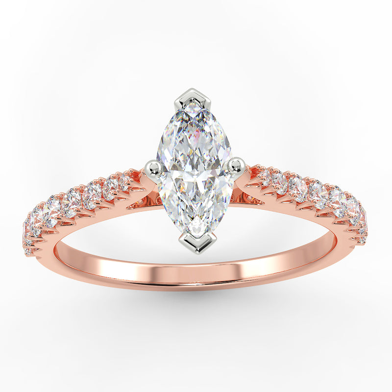 Eco 2 Marquise Cut Side Diamond Ring