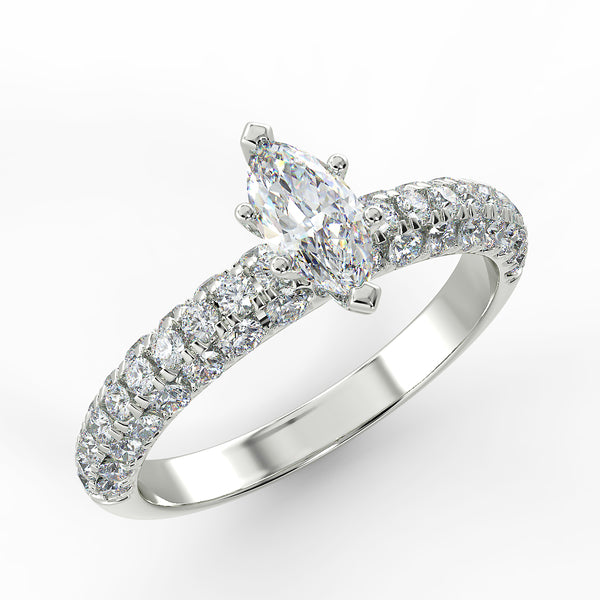 Eco 3 Marquise Cut Side Diamond Ring