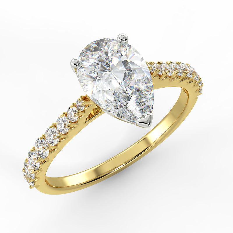Eco 1 Pear Cut Side Diamond Ring