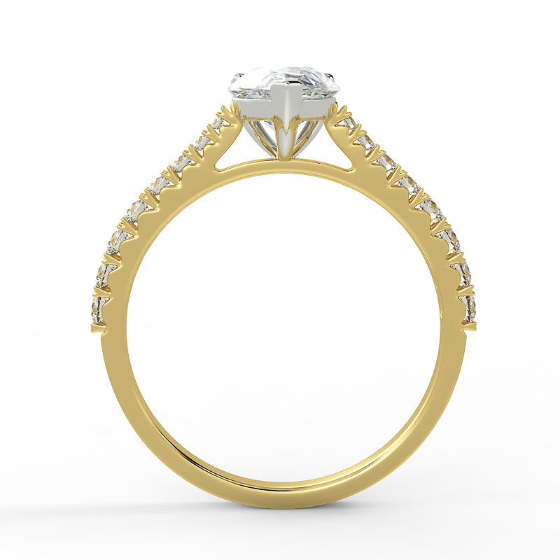 Eco 1 Pear Cut Side Diamond Ring