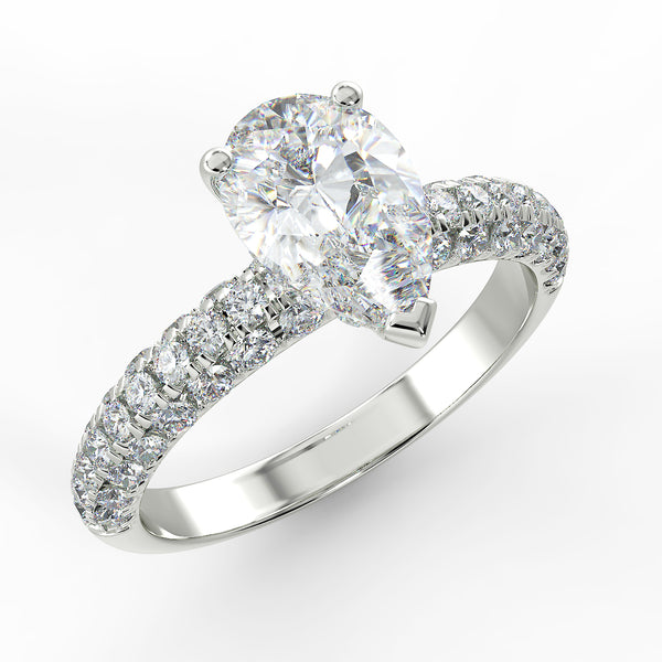 Eco 3 Pear Cut Side Diamond Ring