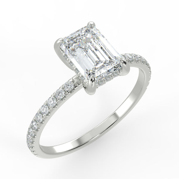 Amy Emerald Cut Hidden Halo Side Diamond Ring – Eco Lab Diamonds