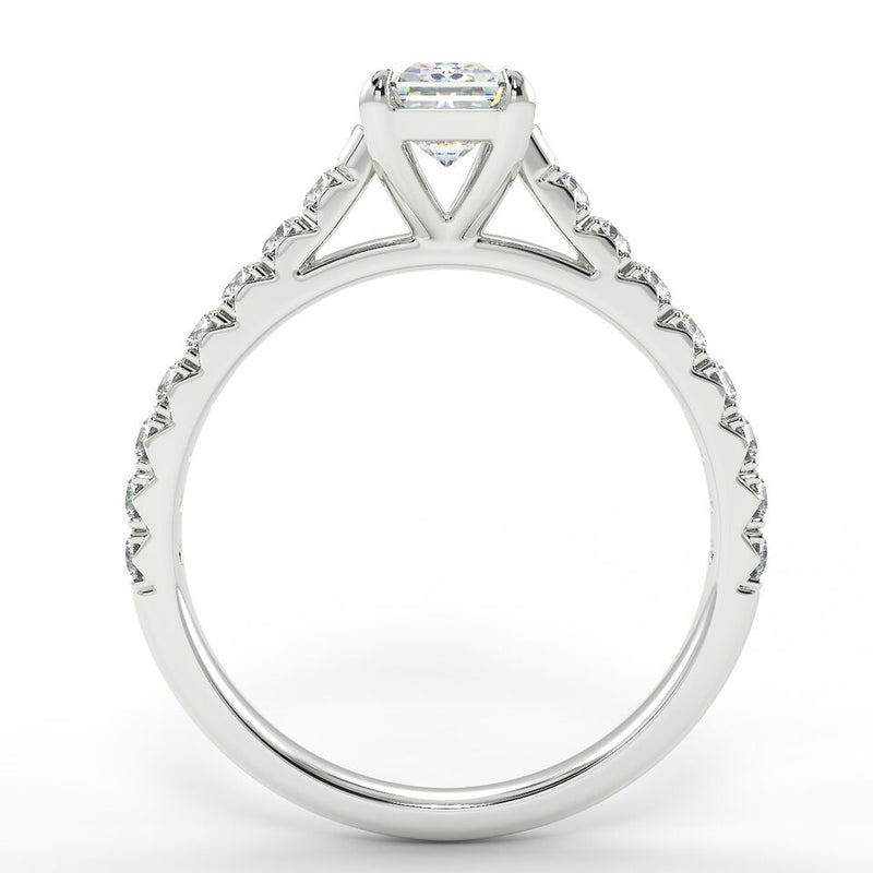 Eco 1 Emerald Cut Side Diamonds Ring
