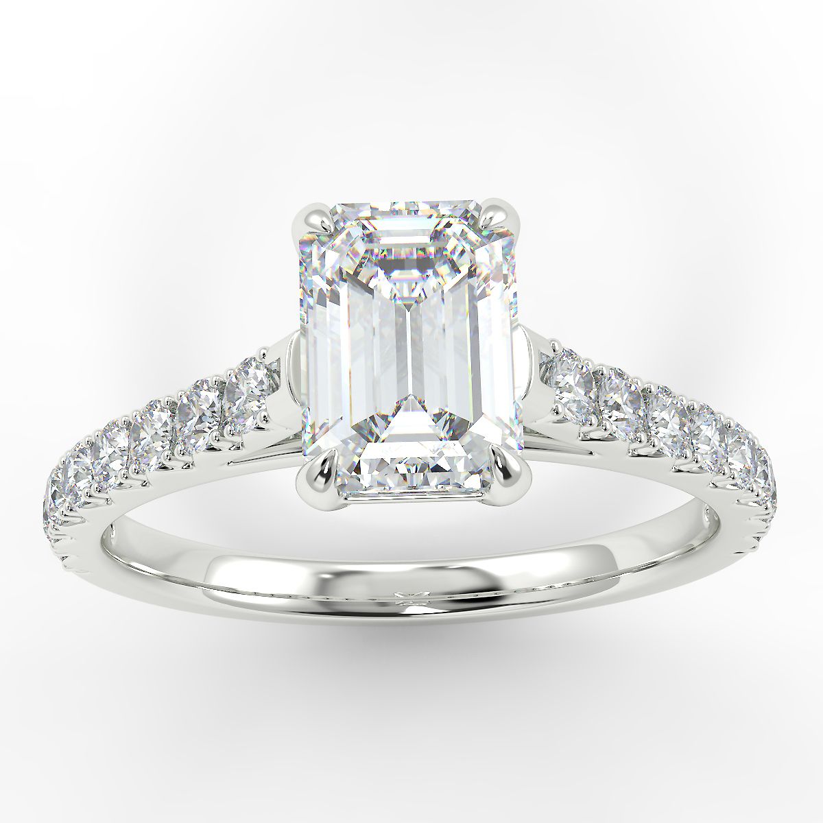 Eco 1 Emerald Cut Side Diamonds Ring