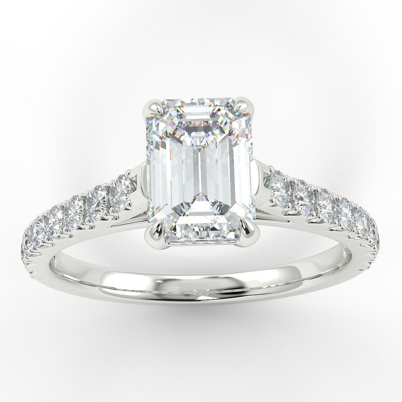18ct Yellow Gold Eco 1 Emerald Cut Side Diamonds Ring with 2.16-CARAT Radiant DIAMOND