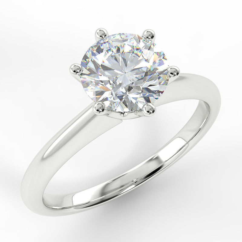 18ct Platinum Eco 13 Round Brilliant Cut Solitaire Diamond Ring with 1.05-CARAT Round DIAMOND