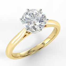 18ct Yellow Gold Eco 16 Round Brilliant Cut Solitaire Diamond Ring with 4.01-CARAT Round DIAMOND