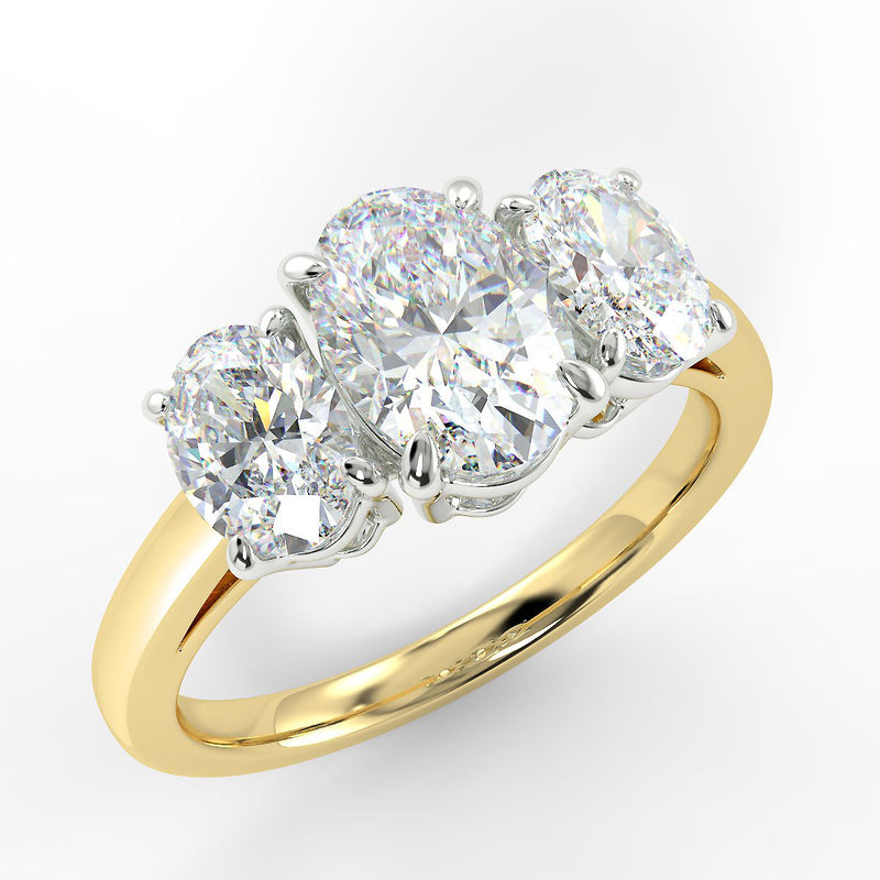 Oval 3 Stone Diamond Ring - Diamond Imports