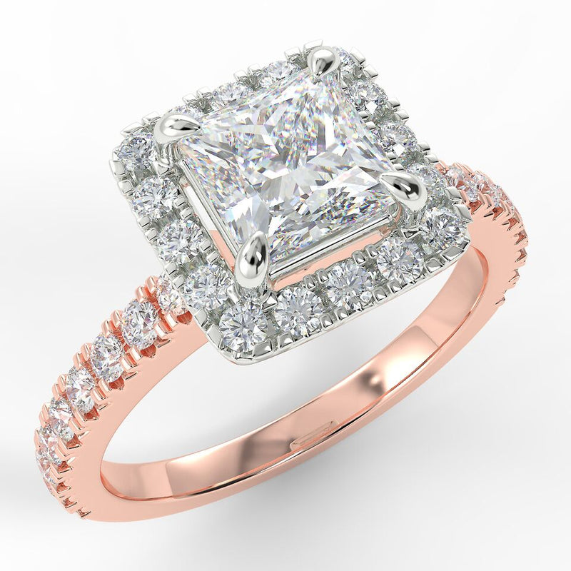 Eco 1 Princess Cut Halo Diamond Ring
