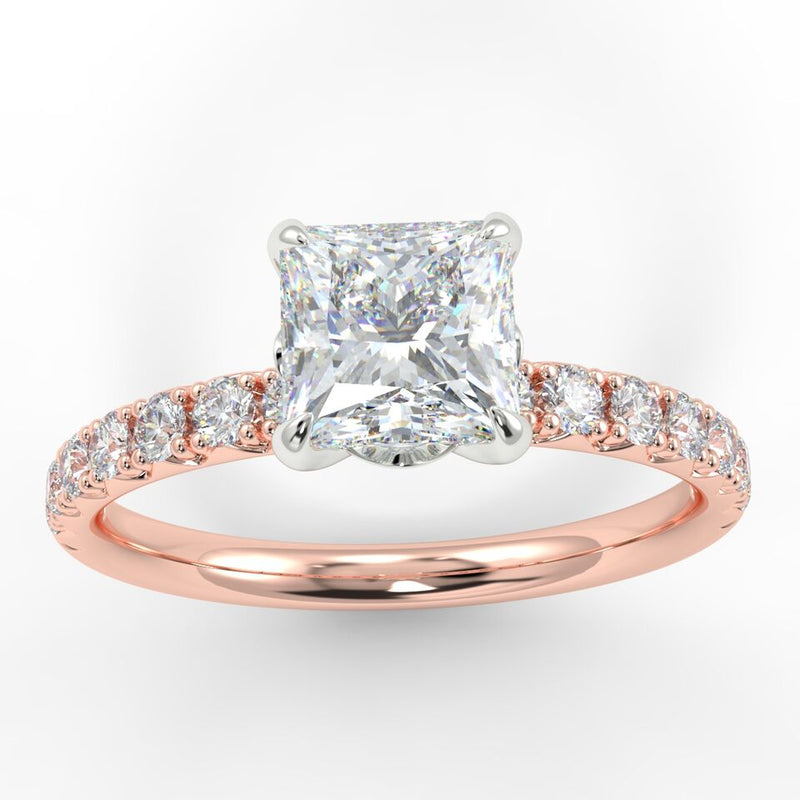 Eco 2 Princess Cut Side Diamond Ring