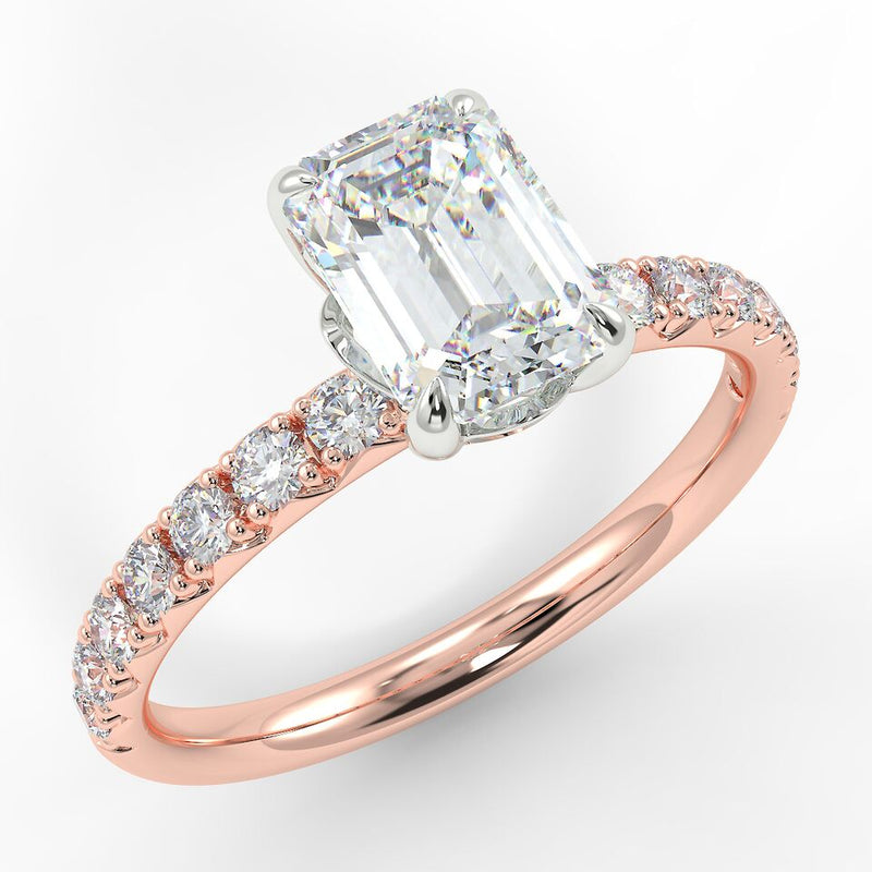 Eco 2 Emerald Cut Side Diamond Ring