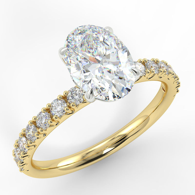 Eco 2 Oval Cut Side Diamond Ring