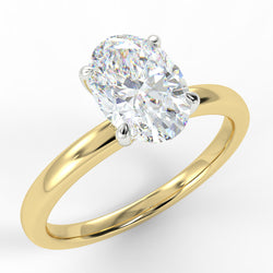 Eco 2 Oval Cut Solitaire Diamond Ring With 2-Carat Oval Shape Lab Diamond