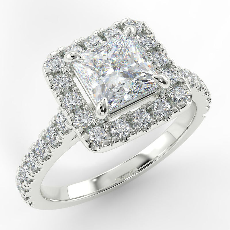 Eco 2 Princess Cut Halo Diamond Ring