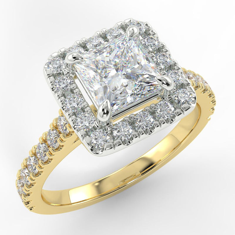 Eco 2 Princess Cut Halo Diamond Ring