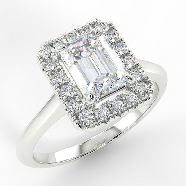 Eco 3 Emerald Cut Halo Diamond Ring