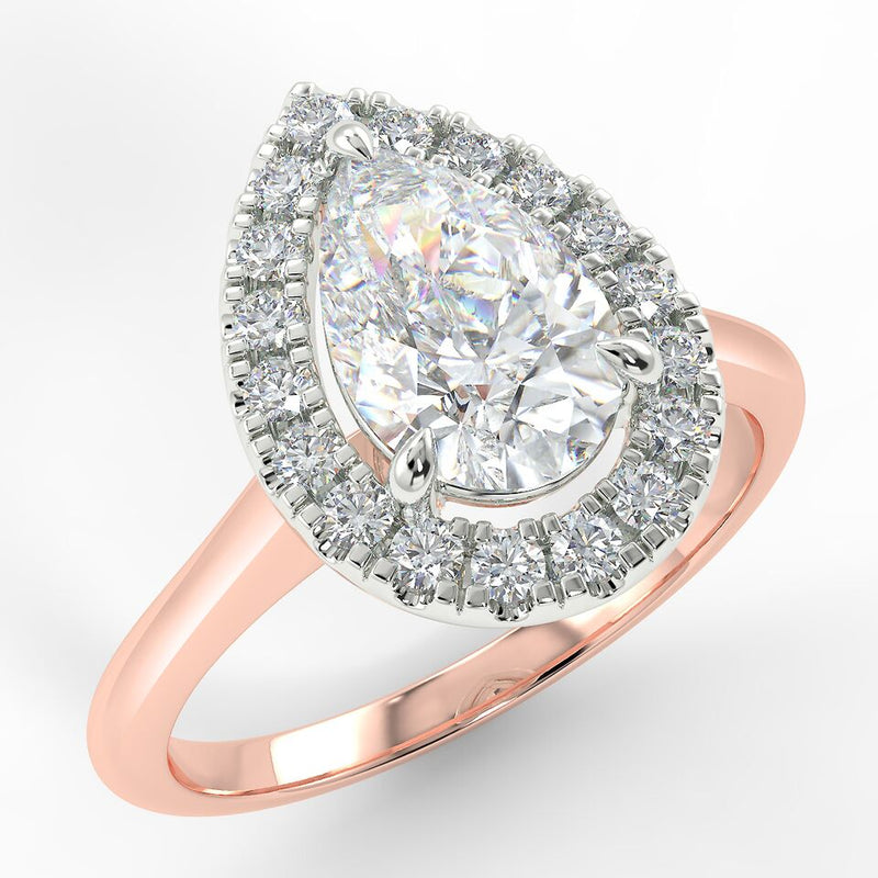 Eco 3 Pear Cut Halo Diamond Ring