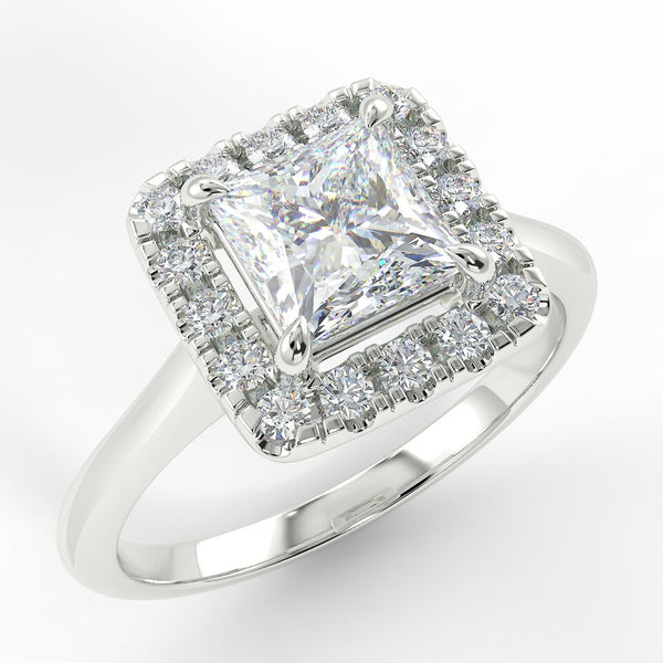 Eco 3 Princess Cut Halo Diamond Ring