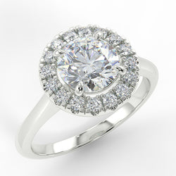 18ct Platinum Eco 3 Round Brilliant Cut Halo Diamond Ring with 3.00-CARAT Round DIAMOND