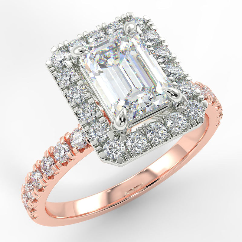 Eco 4 Emerald Cut Halo Diamond Ring